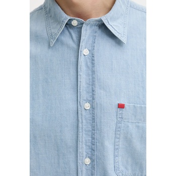 HUGO BOSS Памучна риза hugo мъжка в синьо със стандартна кройка с класическа яка 50539312 (50539312)