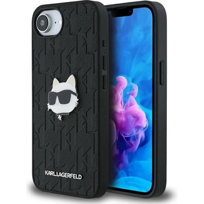 KARL LAGERFELD Карл Лагерфелд монограм Choupette Head Pin iPhone 16e Калъф - черен (3666339454159)