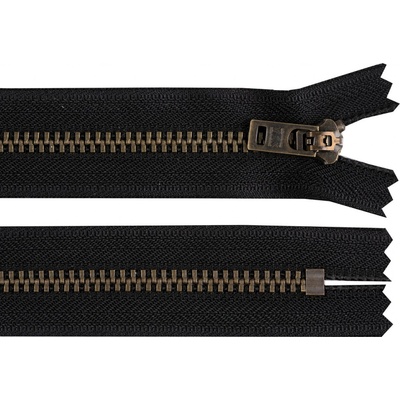Kovový zip YKK No 5 délka 18 cm staromosazný (jeansový), střední, 580 černá staromosaz