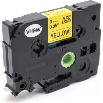 Pro Brother Brother TZe-V621, 9mm x 5, 5m, черен печат / жълт фон, винил, съвместима лента (TZeV621)