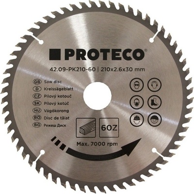 Proteco kotouč pilový SK 210x2.6x30 60z + redukce 30/20 mm 42.09-PK210-60