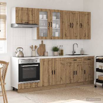 vidaXL Кухненски единица PORTO 8 pcs Дъб артизан Инженерна дървесина (3438182)