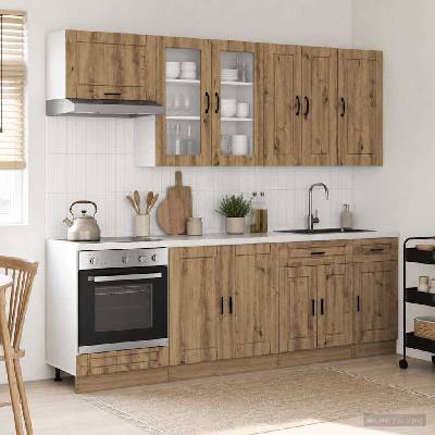 vidaXL Кухненски единица PORTO 8 pcs Дъб артизан Инженерна дървесина (3438182)