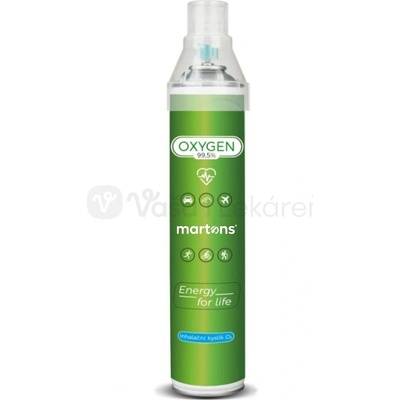 Martons Oxygen Inhalačný kyslík O2 99,5% s maskou 750 ml inhalačná kyslíková fľaša (14 l kyslíka)