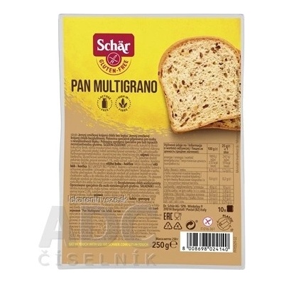 Schär Pan Multigrano jemný zrniečkový krájaný chlieb bezgluténový 250 g