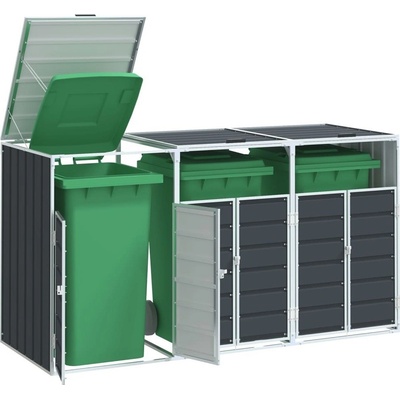 vidaXL Box na 3 popelnice 216 x 81 x 115 cm ocel antracitový – Zboží Dáma