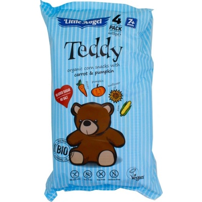 Little Angel Snack kukuřičný Teddy mrkev a dýně BIO 4x15 g