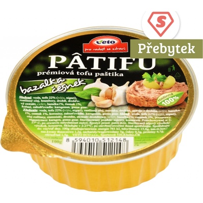 Veto Patifu Paštika tofu bazalka a česnek 100 g