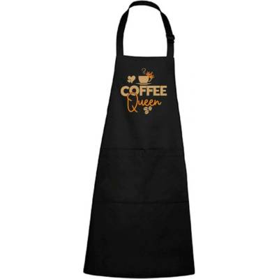Dobrý Triko Zástěra s potiskem Coffee queen Černá