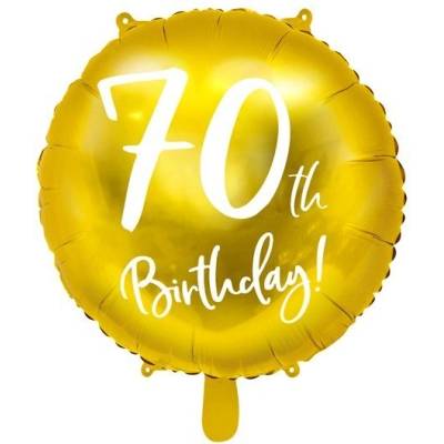 Party Deco Фолиев Балон с Надпис "70th Birthday", Златен (FB24M-70-019)