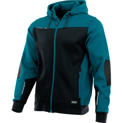Sara Workwear Rozepínací mikina s kapucí extra teplá COMFORT PLUS petrolejová černá