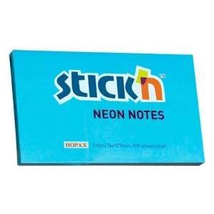 STICK'N Adhesive notebook 127mmx76mm neon blue