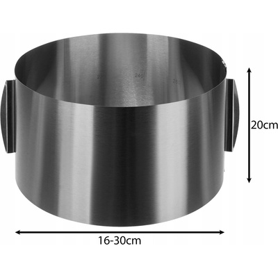 Ruhhy 24619 Nastaviteľná forma na tortu guľatá nerez 16 - 30 cm výška 20 cm