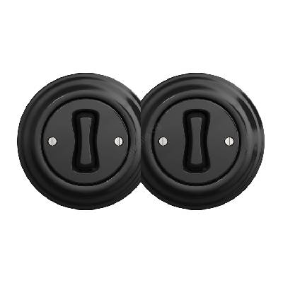 - Двоен ретро еднополюсен ключ с рамка № 1, черен (KA0017A)