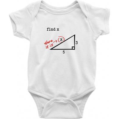 Find X geometria Dojčenské body krátký rukáv biele