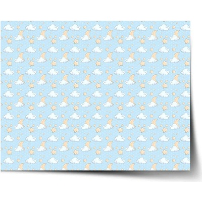 Sablio Plagát Mesiačiky, hviezdičky a obláčiky - 90x60 cm