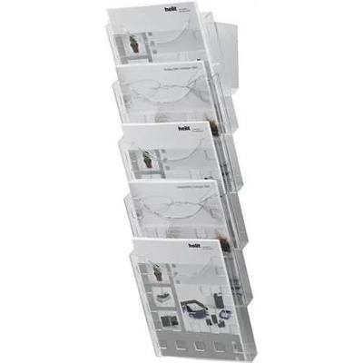 Helit Поставка за каталози, с допълнителен елемент за стена, А4, 5 отделения, helit (h6103108)
