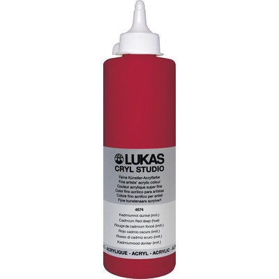 LUKAS Cryl Studio Plastic Bottle АКРИЛНА боя Cadmium Red Deep Hue 500 ml 1 бр (746740500)