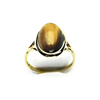 Čištín Zlatý prsten žluté i bílé zlato přírodní tygří oko T 1454