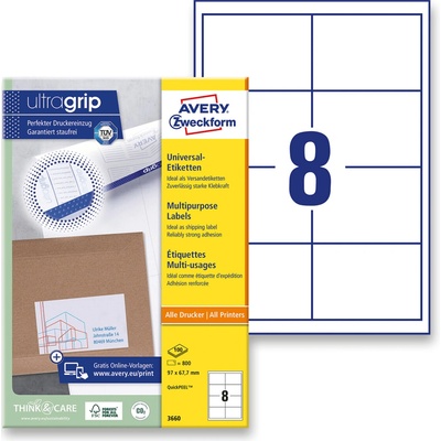 Avery Zweckform 3660 univerzální etikety 97,0 x 67,7 mm 800 etiket bílé