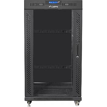 Lanberg rack cabinet 19" free-standing 22U/600x800 (flat pack) with glass door lcd black v2 (FF01-6822-12BL)