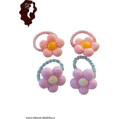 Vlasové gumičky s kytičkou 4 ks