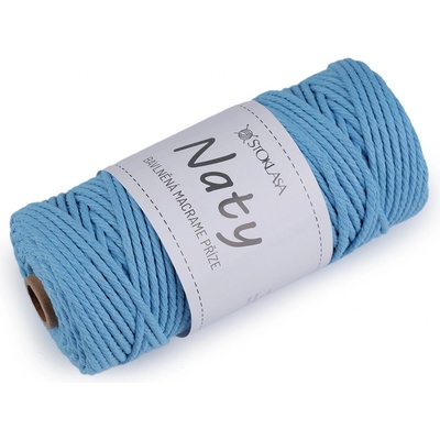 Prima-obchod Bavlněná pletací příze macrame Naty Ø3 mm rozčesávací, barva 15 modrá azuro