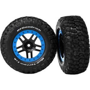 Traxxas колело 2.2/3.0", джанта SCT Split-Spoke черно-синя, гума KM2 (2) (2WD предни)