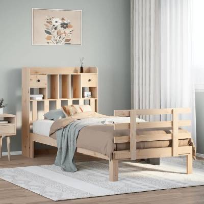 zahrada-XL 3322792 Postel s knihovnou bez matrace masivní borovice