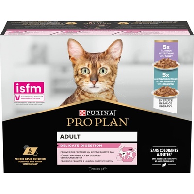 PRO PLAN Adult Delicate Digestion krocan, mořské ryby 10 x 85 g