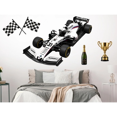 Nalepte.cz Bílá formule F1 textilní přelepitelná samolepka na zeď arch 100 x 68 cm – Zbozi.Blesk.cz