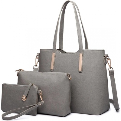 Miss Lulu kabelkový set tmavě šedá shopper kabelka