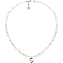 Manoki Perlový choker náhrdelník WA539 Stříbrná Bílá