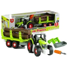 LEAN TOYS TRAKTOR S PRÍVESOM NA DREVO 43 CM