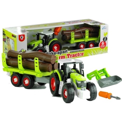 LEAN TOYS TRAKTOR S PRÍVESOM NA DREVO 43 CM