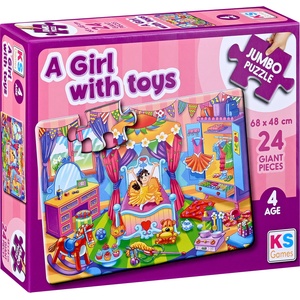 KS Games Пъзел KS Games от 24 XXL части - Момиче с играчки (JP31010) - baby