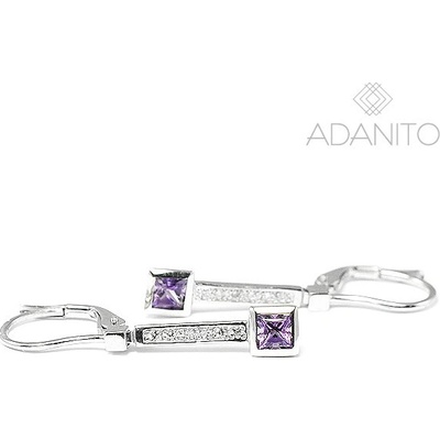 Adanito zlaté briliantové visiace náušnice z bieleho zlata s ametystom ZSK140
