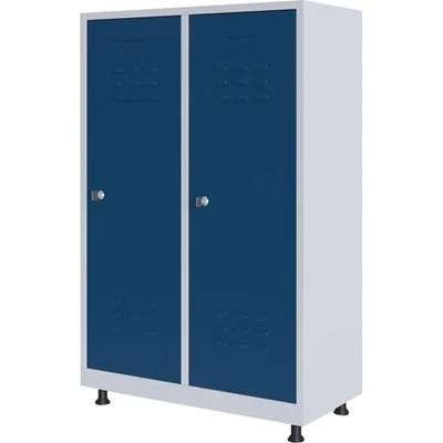 RFG Гардероб, метален, двоен, с две врати, 80 х 40 х 120 cm, бял, със сини врати