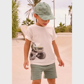 Mayoral Комплект трико принт джип и зелени къси панталони за мини момче Mayoral