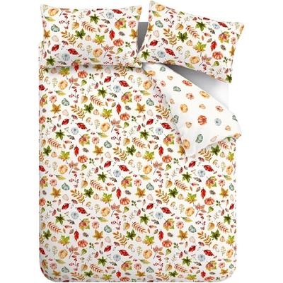 Catherine Lansfield Бяло-оранжево двойно спално бельо 200x200 cm Autumn Pumpkins - Catherine Lansfield (BD/58600/W/DQS/OR)