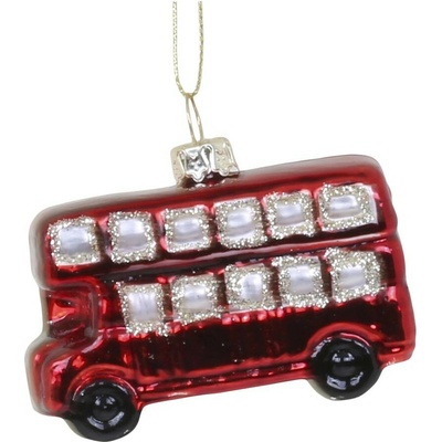 Červená skleněná vánoční ozdoba autobus 6*3*5 cm Chic Antique