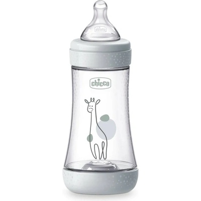 Chicco Шише за хранене Chicco Perfect 5 - Със среден поток, 240 ml, 3 м+, сив/бял (N0286)