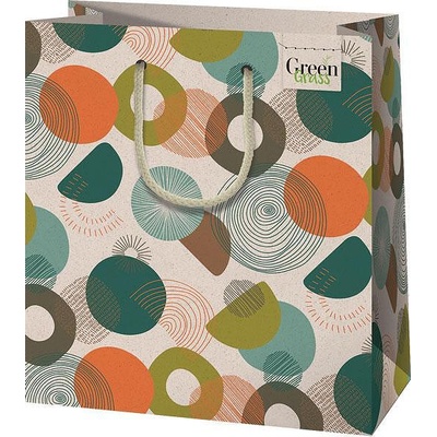 Cardex Подаръчна торбичка, кръгове оранжево и зелено, М, 20х23см