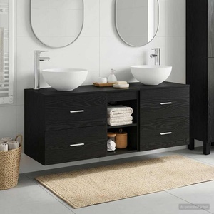 vidaXL Комплект шкафове за баня 3 бр. Черен дъб 49, 5 x 41 x 64, 5 см (3405804)