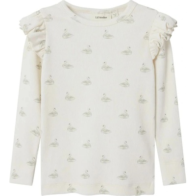 Тениска Name it Gavo Eko Slim Lil´Atelier long sleeve T-shirt - Beige (Pastel Parchment / Swan)