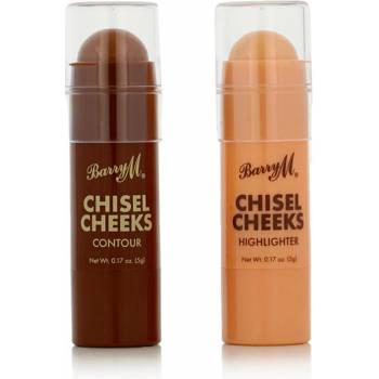 Barry M Flawless Chisel Cheeks Krémový bronzer a rozjasňovač v tyčinke duo balení 2 x 5 g