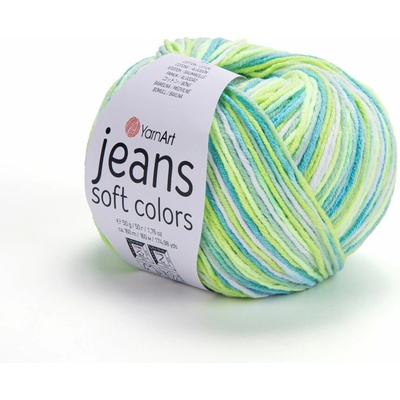 Yarn Art Jeans Soft Colors 6211 krémová, odstíny zelené