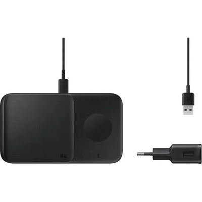 Samsung Wireless Charger Duo EP-P4300TBEGEU - комплект двойна поставка (пад) за безжично захранване, зарядно и кабел за мобилни устройства, Galaxy Watch и слушалки (че