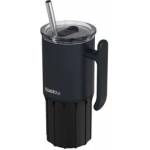 QUOKKA Umi - 720ml Stainless Steel Thermal Mug with Straw and Silicone Base (Black)