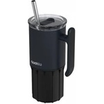 QUOKKA Umi - 720ml Stainless Steel Thermal Mug with Straw and Silicone Base (Black)